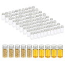 PATIKIL 10ml 透明ガラスバイアル 100個 小さな液体サンプルバイアル スクリューキャップ付き 漏れ防止ボトル 空瓶 粉末容器 サンプル用 シルバー