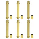 PATIKIL ストレートパイプランプステムロッドキット 6セットM10カーボンスチール80mm(3.15インチ)ロングダブルエンドスレッドロッド カップリングナットスリーブコネクタ付き テーブルランプシャンデリア用 金(3)