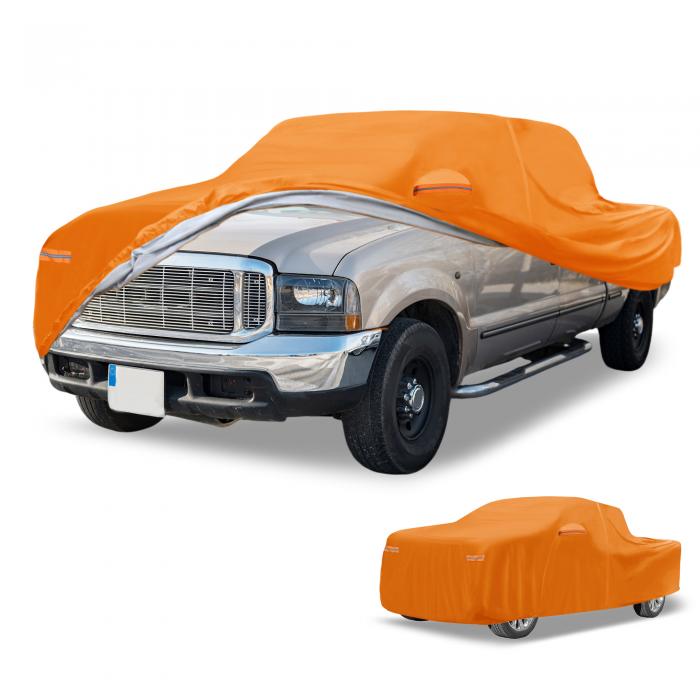 Partuto 1 Pc ユニバーサルカーカバー 防水オールウェザー自動車用屋外用抗UV日光雨保護フルエクステリアカバーアルミフィルムコ ットンオレンジ トラック用 長さ229