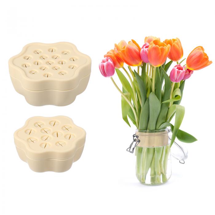 PATIKIL 花の茎ホルダー 1セット シリコン製 花の茎ホルダー 螺旋 生け花 ラージ&スモール フラワーアレンジャー DIY ブーケ フローラルグリッド ホーム ウェディング デコレーション イエロー