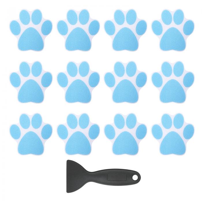 PATIKIL 12個の滑り止めバスタブステッカー スクレイパー付きの防滑シャワーステッカー バスルームシャワーフローデカール かわいいトレッドタブ 青