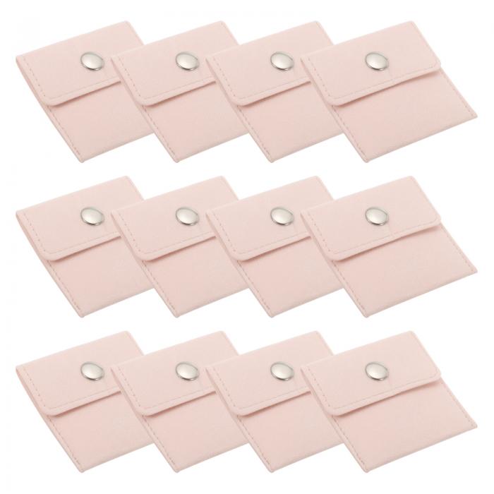 PATIKIL 3x3"宝石ポーチ 12個入りベルベットポーチスナップボタン付きポータブル収納バッグ イヤリング..