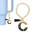 PATIKIL スタンレータンブ ラーカップ用 レター装飾アクセサリー レターCキーチェーンハンドル装飾 かわいいイニシャルレターとタッセル 女性用タンブ ラー...