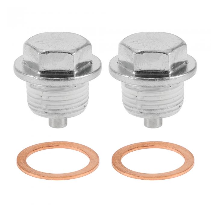 HOPESPANNER ユニバーサルオイルドレンプラグアンチリークオイルパンドレンボルトねじ修理アルミニウム銅2セットガスケット付きシルバートーンホワイトマグネティックM20x1.5