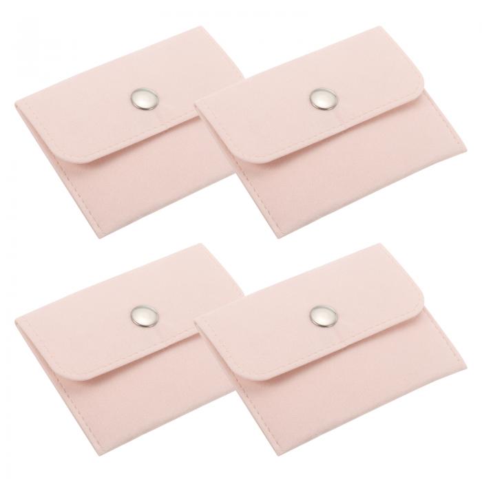 PATIKIL 4x3"宝石ポーチ 4個セット ベルベットポーチ スナップボタン付きポータブル収納バッグ イヤリ..