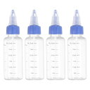 PATIKIL 30 ml/1 OZ プラスチック製絞るボトル 青いねじキャップ付き 4 個入り グラデーション入りラウンドディスペンシングボトル 液体 クラフト オイル 調味料用空ボトル 透明
