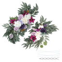 PATIKIL ウェディングアーチの花、2個の人工シルクフェイクローズフラワースワッグ、リーフクリップバンデージ付きのバックドロップ、ウェルカムサインセレモニーレセプションデコレーション、パープル/クリーム