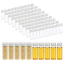 PATIKIL 15ml 透明ガラスバイアル 100個 小さな液体サンプルバイアル スクリューキャップ付き 漏れ防止ボトル 空瓶 粉末容器 サンプル用 シルバー