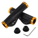 BULLSPANN 1セット 自転車ハンドルバーグリップ ツール付き 滑り止め 人間工学設計 自転車グリップ ダブルロックオンハンドルバーグリップ Eバイク トレッキングバイク用 ゴールドトーン(4)