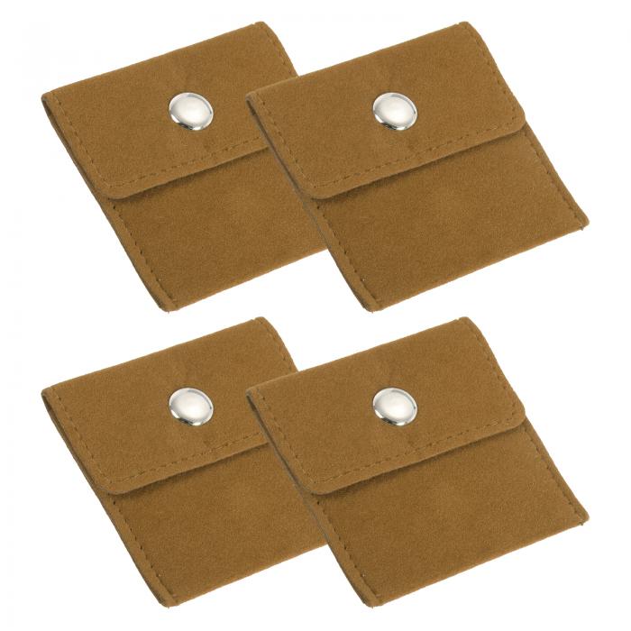 PATIKIL 3x3"宝石ポーチ 4個セット ベルベットポーチ スナップボタン付きポータブル収納バッグ イヤリ..