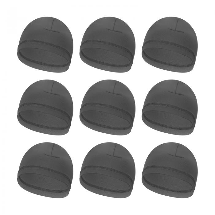 PATIKIL メンズ用ヘルメット用ライナースカルキャップ 9パック汗をかく帽子 伸ばし性あるヘルメット用下帽子 ランニング 自転車 オートバイ サイクリング用 ダークグレー