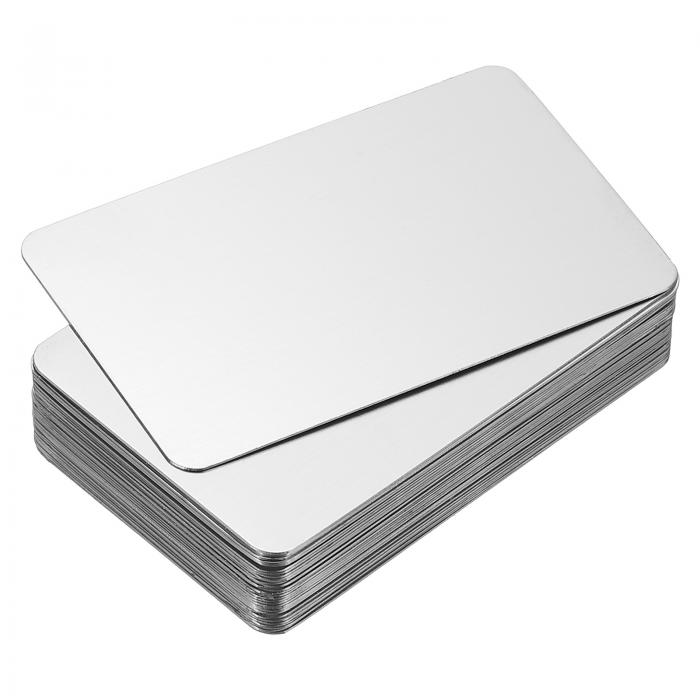 PATIKIL 0.3 mmステンレス鋼メタル名刺 30枚入り空ホワイト名刺レー ザー彫刻用DIYギフトカード シルバー