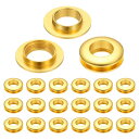 PATIKIL 15.5mm(5/8インチ) 真鍮製ホールアイレット 20個 アーク表面自己裏打ちグロメットとワッシャー 靴 衣類 クラフト バッグ レザークラフト用 金色
