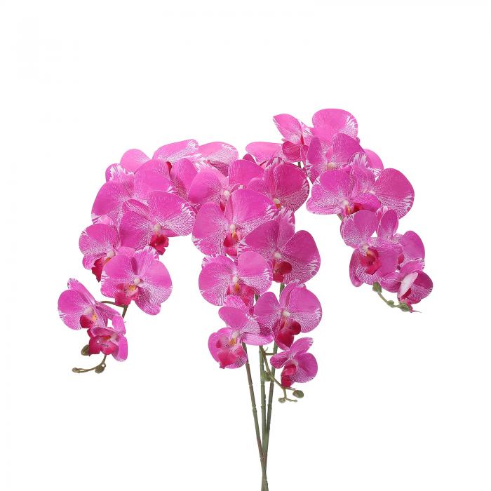 PATIKIL アーティフィシャルオーキドステム 105cm、3個入り 9つの花頭 フェイク蝶蘭 花瓣 オーキドフラワーブ ランチ ヴェース ホーム ウェディング デコレーション フューシャ