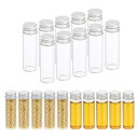 PATIKIL 15ml 透明ガラスバイアル 20個 小さな液体サンプルバイアル スクリューキャップ付き 漏れ防止ボトル 空瓶 粉末容器 サンプル用 シルバー
