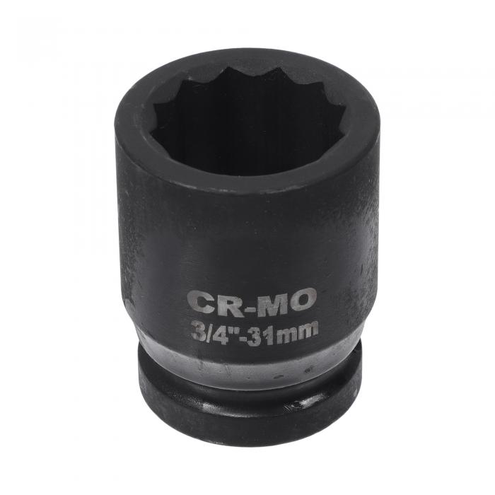 HEROFFIX 1個のインパクトソケット 耐久性のあるハードウェアツール 60mm ブラック 高炭素鋼 12ポイント 31mm 車両 オートバイ ダートバイクの修理用 3/4インチドライブ
