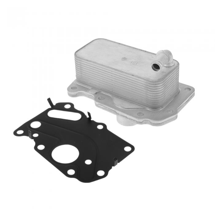 HEROFFIX ランドローバーに対応レンジローバーエボック2018-2023用1 Pcエンジンオイルクーラーエンジントランスミッションオイルクーラーガスケット付きNo.LR073678シルバートーンアルミニ ウム合金