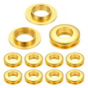 PATIKIL 15.5mm(5/8インチ) 真鍮製ホールアイレット 10個 アーク表面自己裏打ちグロメットとワッシャー 靴 衣類 クラフト バッグ レザークラフト用 金色
