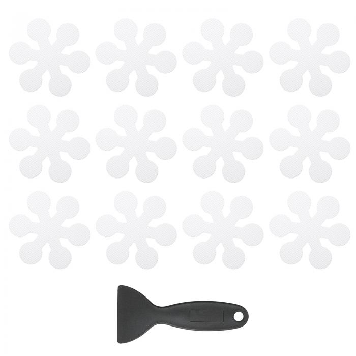 PATIKIL 12個の滑り止めバスタブステッカー スクレーパー付きの防滑シャワーステッカー バスルームシャワーフローデカール かわいいトレッドタブ 透明