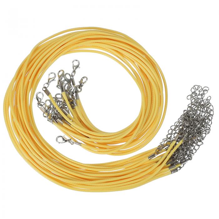 PATIKIL 16インチ×0.08インチのネックレスコード、クラ スプ付きのワックスレザーネックレスストリングロープ20個セット、宝石メイキング用品、ビーズ用品、ペンダント、ブレスレットチェーン用、イエロー