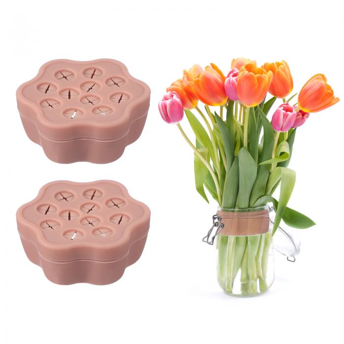 PATIKIL 花の茎ホルダー 2個 シリコン製 花の茎ホルダー 螺旋 生け花 小さな花アレンジャー ねじれ DIY ブーケ フローラルグリッド ホーム ウェディング装飾 レッド