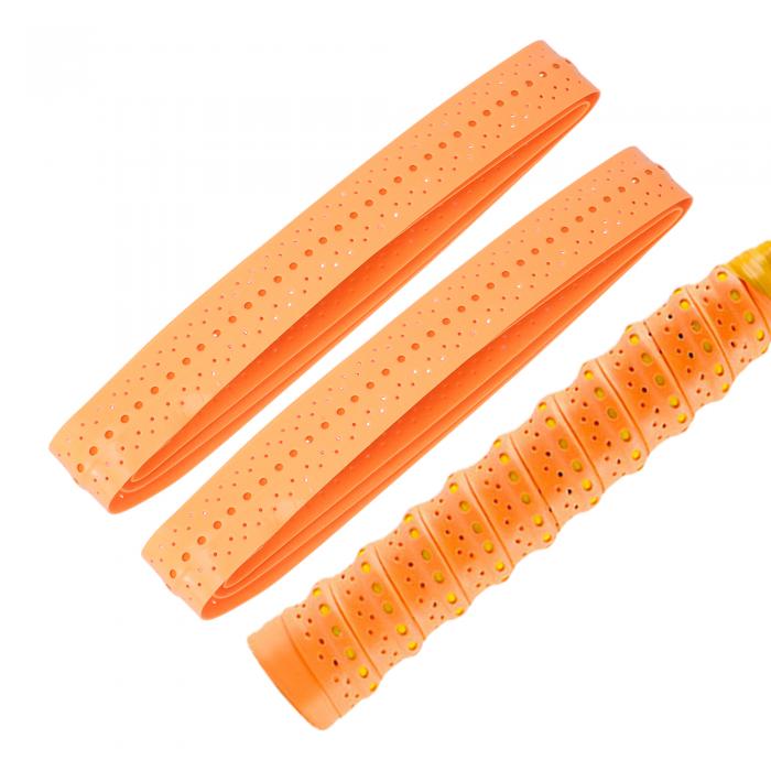 CAPASTEC グリップテープ テニス バドミントン 2本セット 多孔型 凸凹仕様 グリップ テープ 衝撃吸収 通気性抜群 ラケット用 ウェットタイプ オレン...