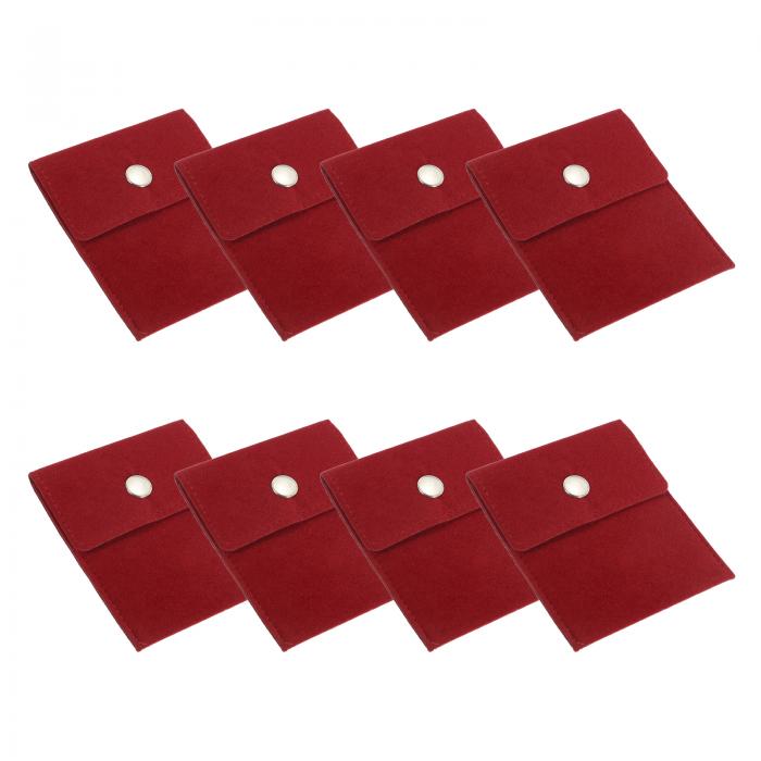 PATIKIL 3.5x4" 宝石ポーチ 8個セット ベルベットポーチ スナップボタン付き 携帯用収納バッグ イヤリ..