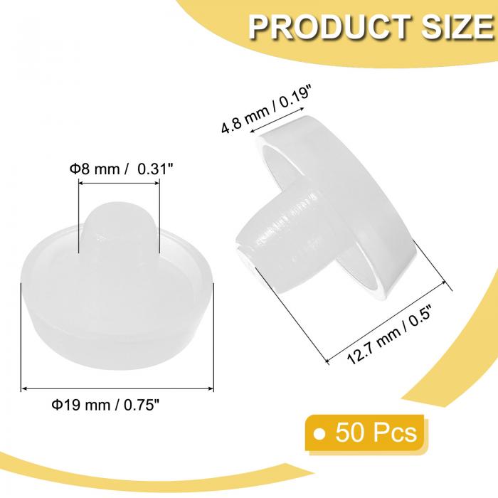 PATIKIL ガラステーブルトップバンパー 50個 8mm スレッド径 ソフトステム ホワイトバンパー ゴム 滑り止めパッド フラットペレット ガラステーブル 家具 キャビネット用