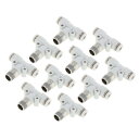 HEROFFIX プッシュ接続エア継手 4 mm Tタイプエアーラインクイックジョイント プラスチック 金属 3 mm BS-PT 10個 ホワイト シルバートーン