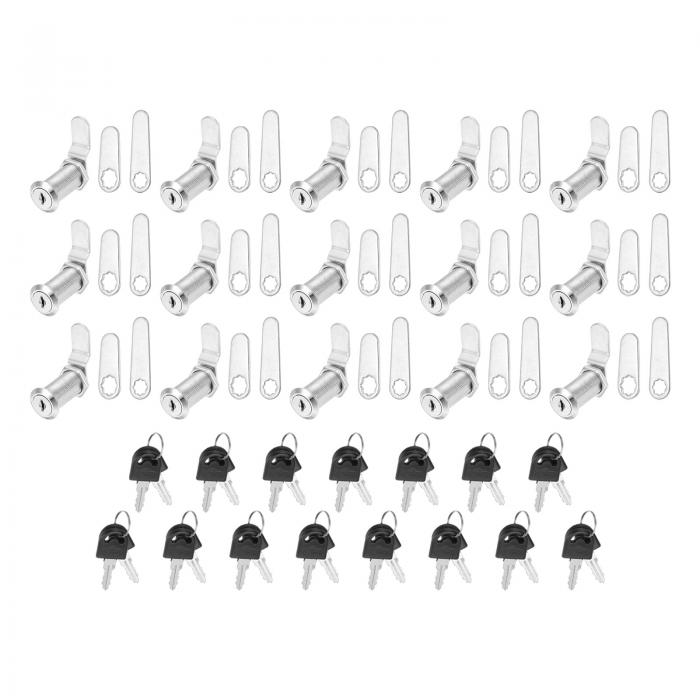 PATIKIL キー付き同一のキャビネットロック 15個パックのキー付き1-1/2"キャム交換ロックシリンダーツ..