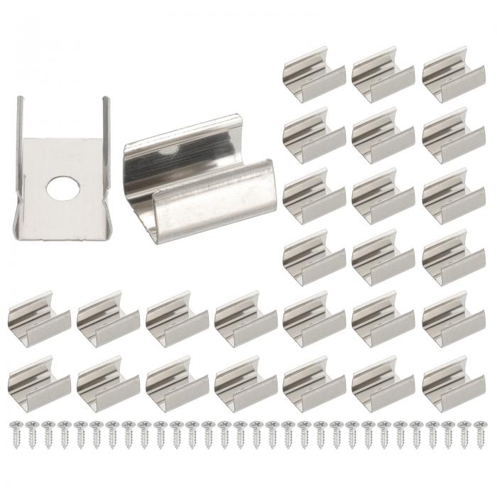 PATIKIL LEDストリップクリップ 30個 ステンレススチール取り付けブ ラケット固定クリップクランプサポートホルダー（9mmから10mm LEDストリップ ライトケーブル用）スクリュー付き