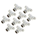 HEROFFIX プッシュ接続エア継手 6.4 mm Tタイプエアーラインクイックジョイント 金属 プラスチック 9.5 mm B-S-PT シルバートーン ホワイト 10個