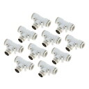 HEROFFIX プッシュ接続エア継手 16 mm Tタイプエアーラインクイックジョイント プラスチック 金属 12.7 mm BS-PT 10個 ホワイト シルバートーン