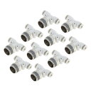 HEROFFIX プッシュ接続エア継手 4 mm Tタイプエアーラインクイックジョイント プラスチック 金属 9.5 mm BS-PT 10個 ホワイト シルバートーン