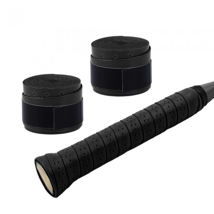 CAPASTEC グリップテープ テニス バドミントン 2本セット 多孔型 グリップ テープ 通気性抜群 釣り竿 自転車 野球 ラケット用 ウェットタイプ 黒