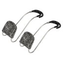 HEROFFIX 財布やバッグ 傘などのための2個入りの車のシートヘッドレストフック 頑丈な車のシートバックオーガナイザーフック 光沢のあるブラックラインストーン6.14"x1.81"