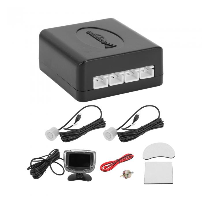 Hihaha 自動車リバースバックアップレーダーシステムLCD距離表示リバースパーキング センサー距離検出2つのパーキング センサーシルバートーン