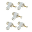 INFINAUTO プッシュ・トゥ・コネクト・エア・フィッティング 3/8" 90度エアフローコントロールバルブ プラスチック メタル 1/2"BSP-T 5個 ホワイト シルバートーン
