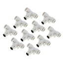 HEROFFIX プッシュ接続エア継手 8 mm Tタイプエアーラインクイックジョイント プラスチック 金属 6.4 mm BS-PT 10個 ホワイト シルバートーン