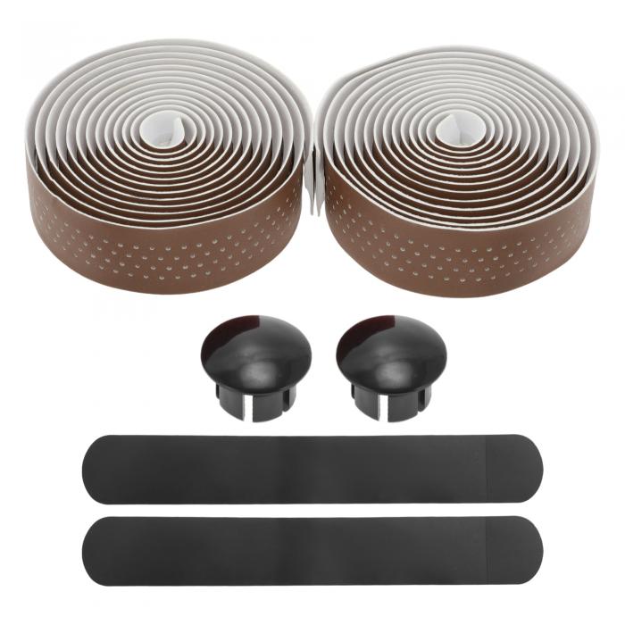 BULLSPANN 1ペア 自転車ハンドルバーテープ ロードバイク用 滑り止め 衝撃吸収ハンドルバーテープ MTB用通気性グリップテープ 長さ2.16 M ライトブラウン