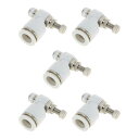 INFINAUTO プッシュ・トゥ・コネクト・エア・フィッティング 3/8" 90度エアフローコントロールバルブ プラスチック メタル 1/8"BSP-T 5個 ホワイト シルバートーン