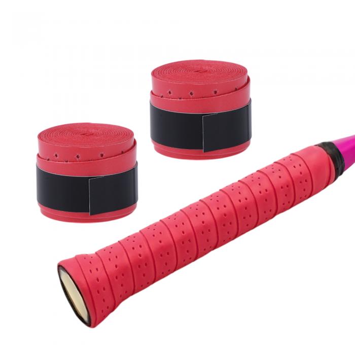 CAPASTEC グリップテープ テニス バドミントン 2本セット 多孔型 グリップ テープ 通気性抜群 釣り竿 自転車 野球 ラケット用 ウェットタイプ 赤