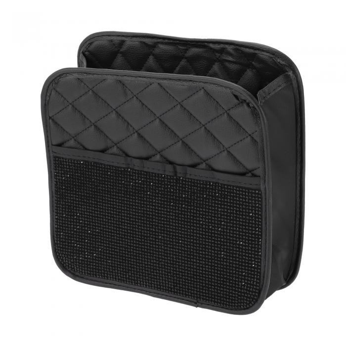 RATCHROLL 1個のユニバーサル車用ゴミ箱 ハンギング 10.2インチの長さ 3.5インチの幅 10.2インチの高さ ゴミ箱 ブラック フォーレザー ラインストーン