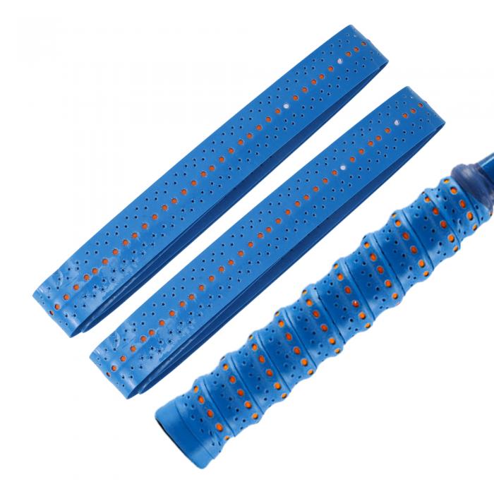 CAPASTEC グリップテープ テニス バドミントン 2本セット 多孔型 凸凹仕様 グリップ テープ 衝撃吸収 通気性抜群 ラケット用 ウェットタイプ 青(黄...