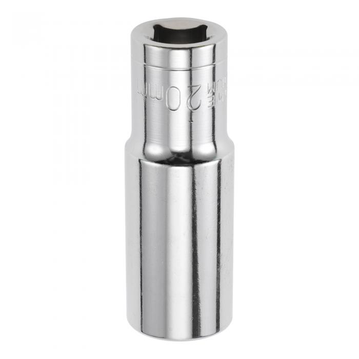 HEROFFIX 1個のインパクトソケット 耐久性のあるハードウェアツール 80mm シルバートーン クロムバナジウム鋼 6ポイント 20mm 車やオートバイ ダートバイクの修理用 ディープ 1/2インチ ドライブ