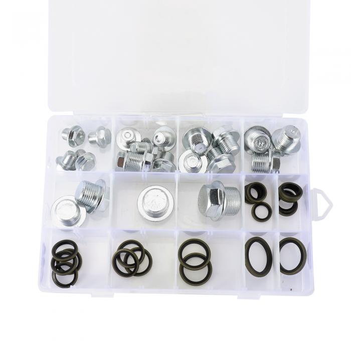 HEROFFIX 1セットのオイルドレインプラグオイルパンドレインボルトスクリュースレッドリペアガスケット付きシルバートーンスチールアイアンM10x1 M12x1.25 M14x1.5 M16x1.5 M18x1.5 M20x1.5 M22x1.5