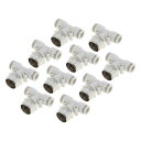 HEROFFIX プッシュ接続エア継手 8 mm Tタイプエアーラインクイックジョイント プラスチック 金属 12.7 mm BS-PT 10個 ホワイト シルバートーン