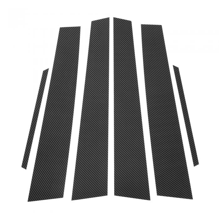 HEROFFIX レクサスに対応ES 2013-2018用6個入りのドアピラーウィンドウトリム フロントリア左右 アンチスクラッチステッカーピラーポストカバーカーボンファイバーパターンブラック