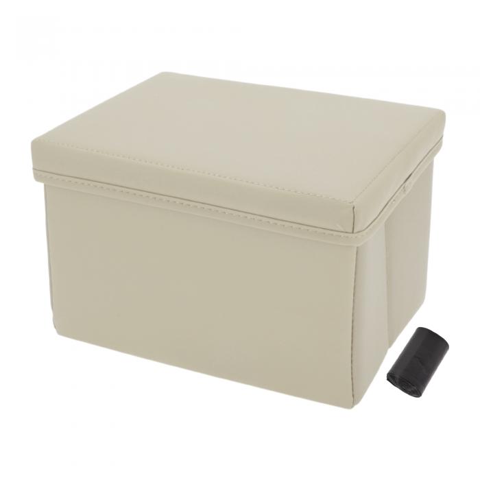 INFINAUTO 車用ゴミ箱 折り畳み 多機能車ゴミ箱 車用収納ケース 車用収納ボックス 車用収納バッグ 収納ゴミ箱 テ蓋付き ゴミ入れ 小物入れ 大容量 カー用品 車内整理 便利グッズ 防水防止 PUレザー素材 アクセサリー 1個 ホワイト Lサイズ