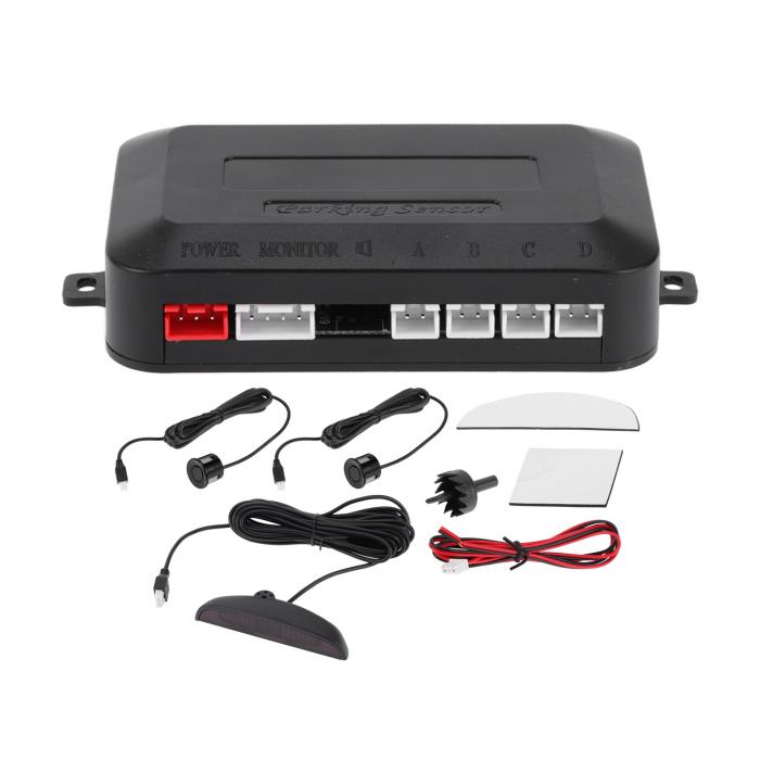 Motoforti ユニバーサルカーオート車両リバースバックアップレーダーシステムリバースパーキングセンサーアラームブザーリマインダー距離検出ブラック2個パーキングセンサー